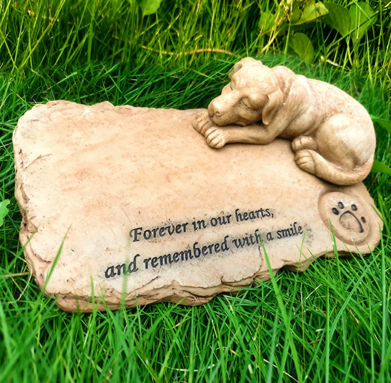 Personalized Pet Memorial Stone Sleeping Dog Design