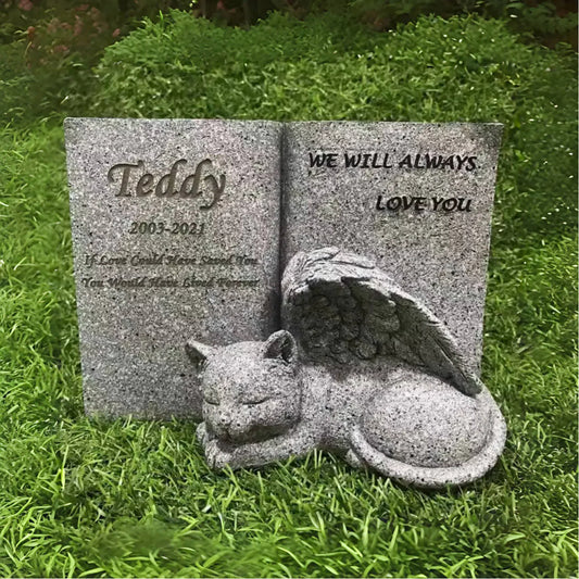 Angel Cat Memorial Book Statue