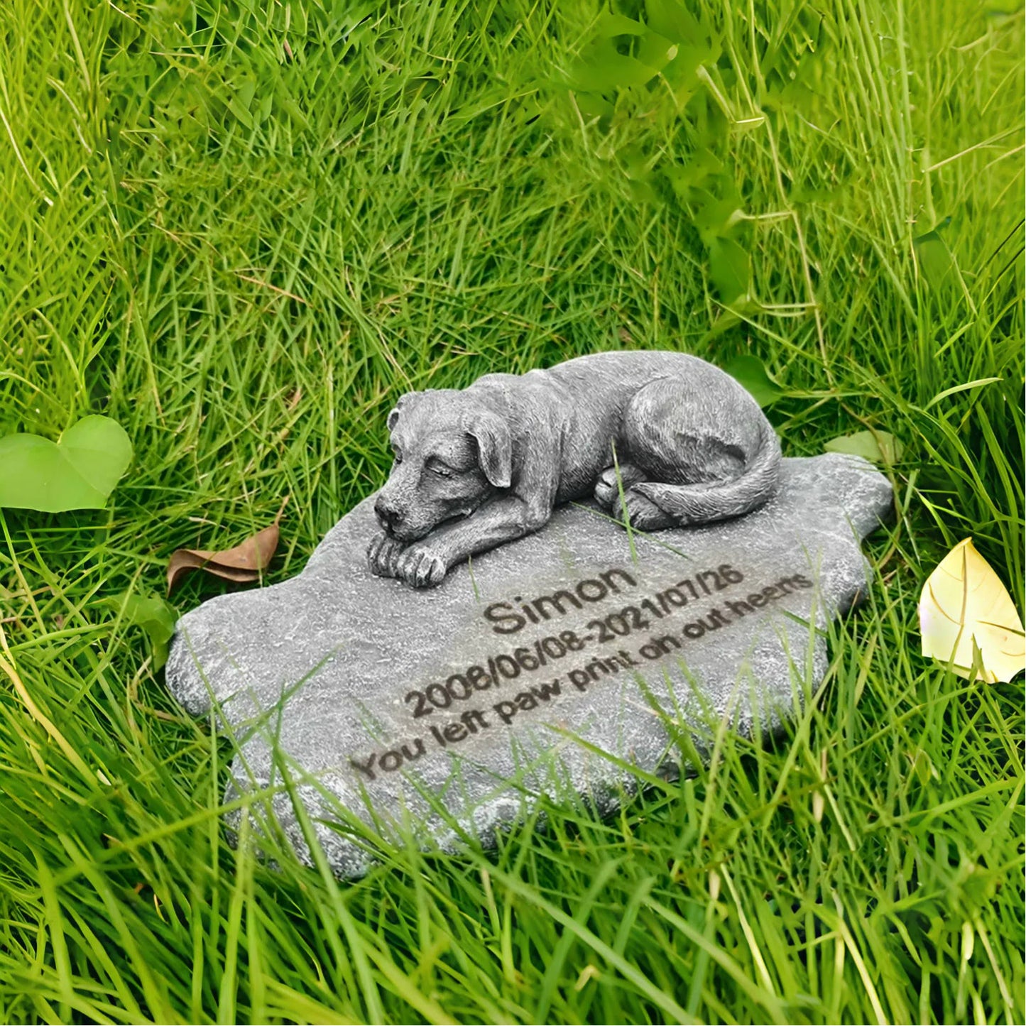 Personalized Pet Memorial Stone with Sleeping Dog