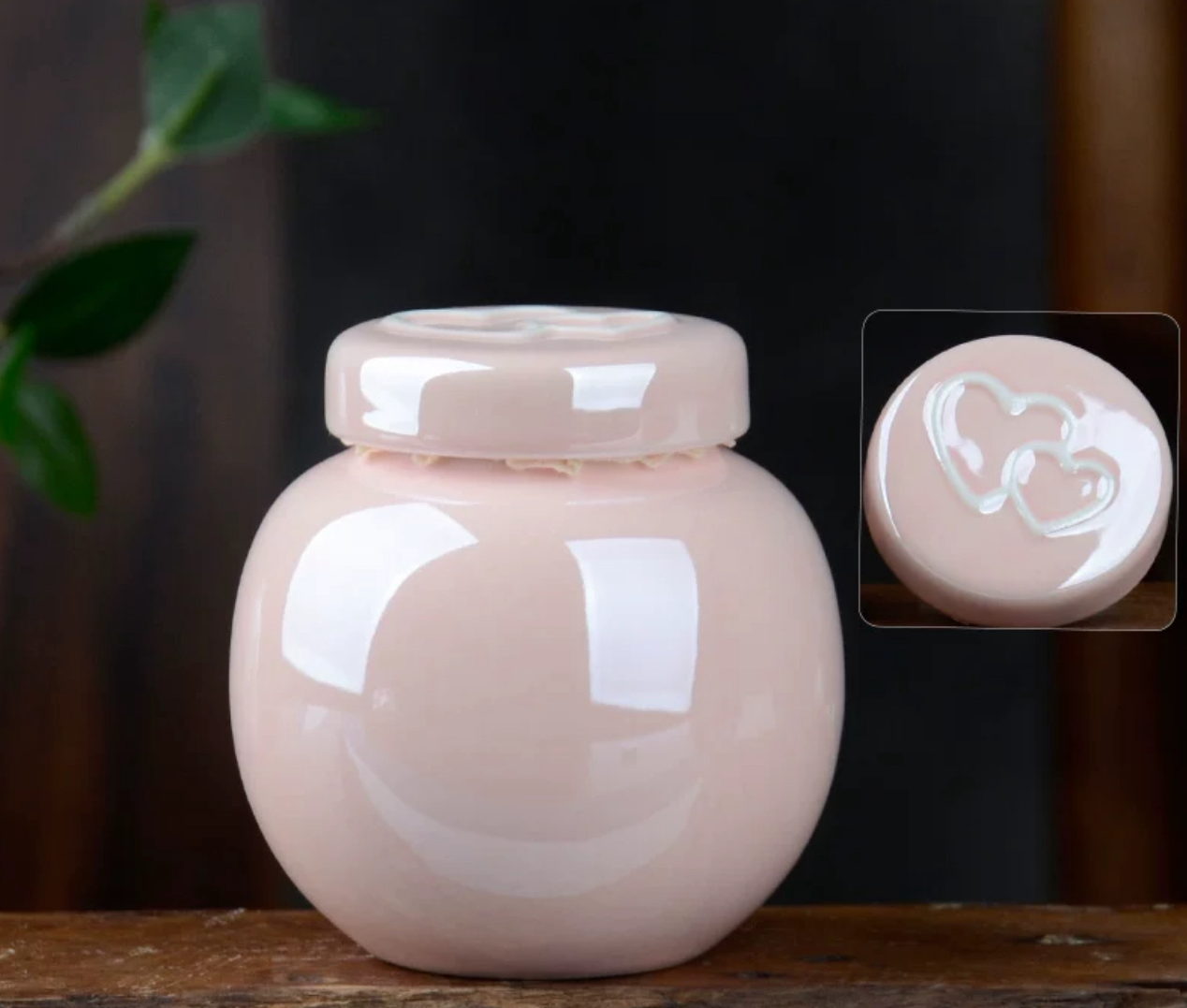 Shiny Pink Ceramic Pet Urn