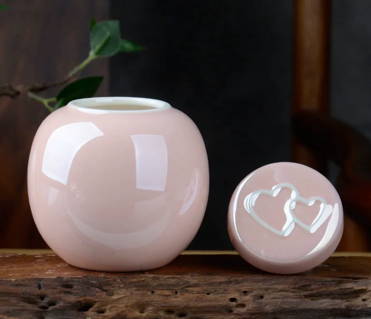 Shiny Pink Ceramic Pet Urn