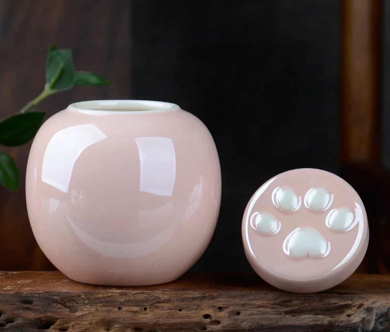 Shiny Pink Ceramic Pet Urn