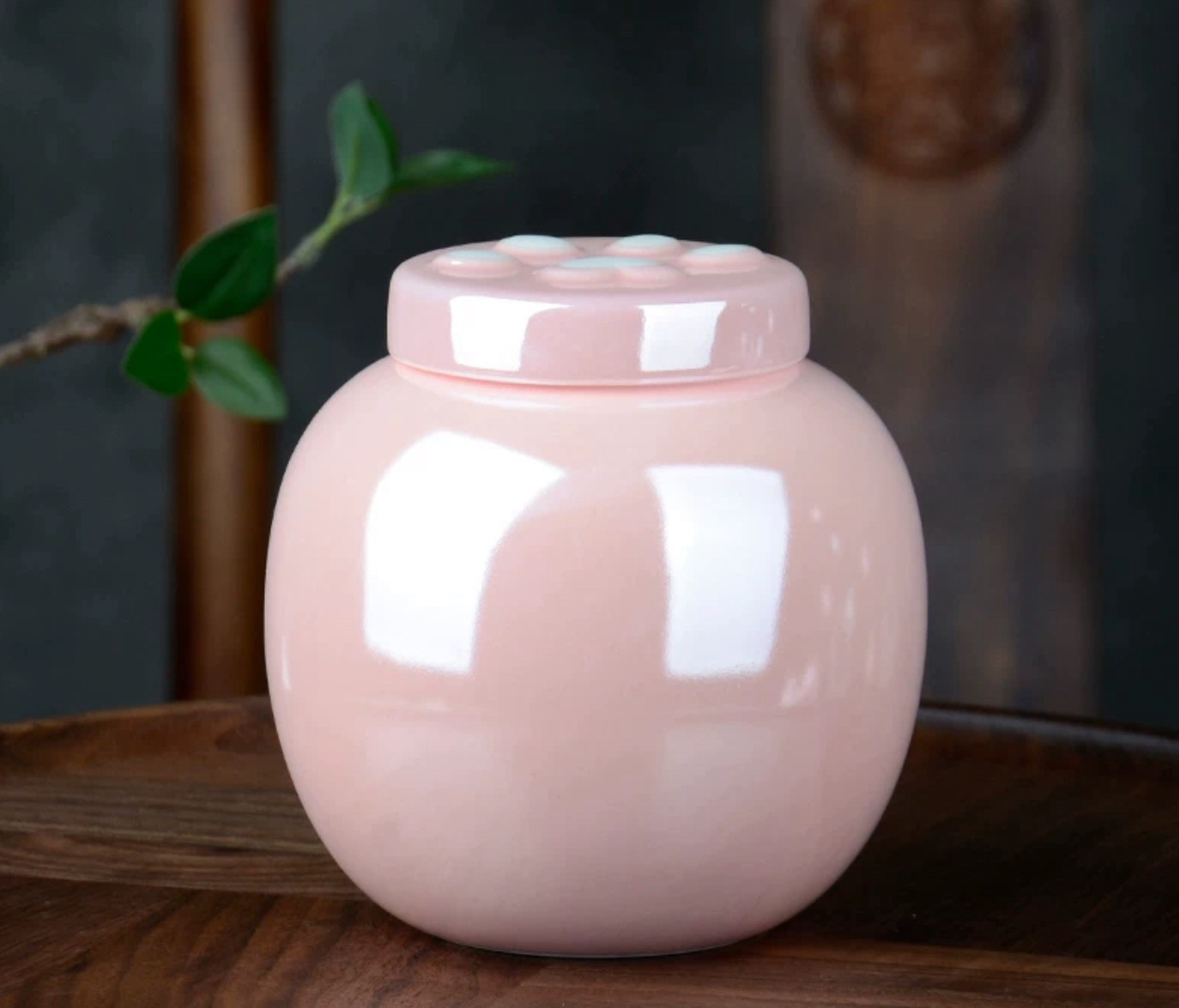 Shiny Pink Ceramic Pet Urn