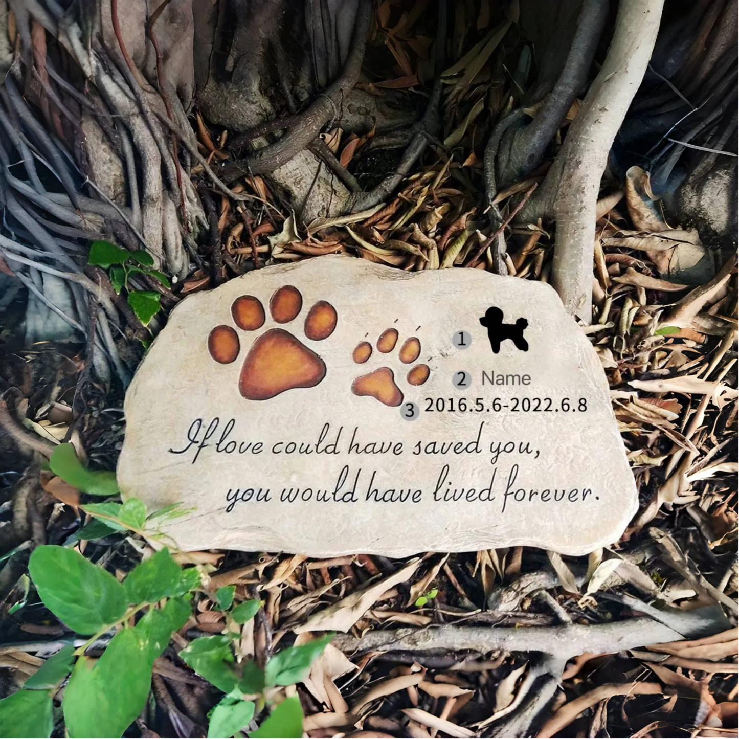 Personalized Paw Print Pet Memorial Stone