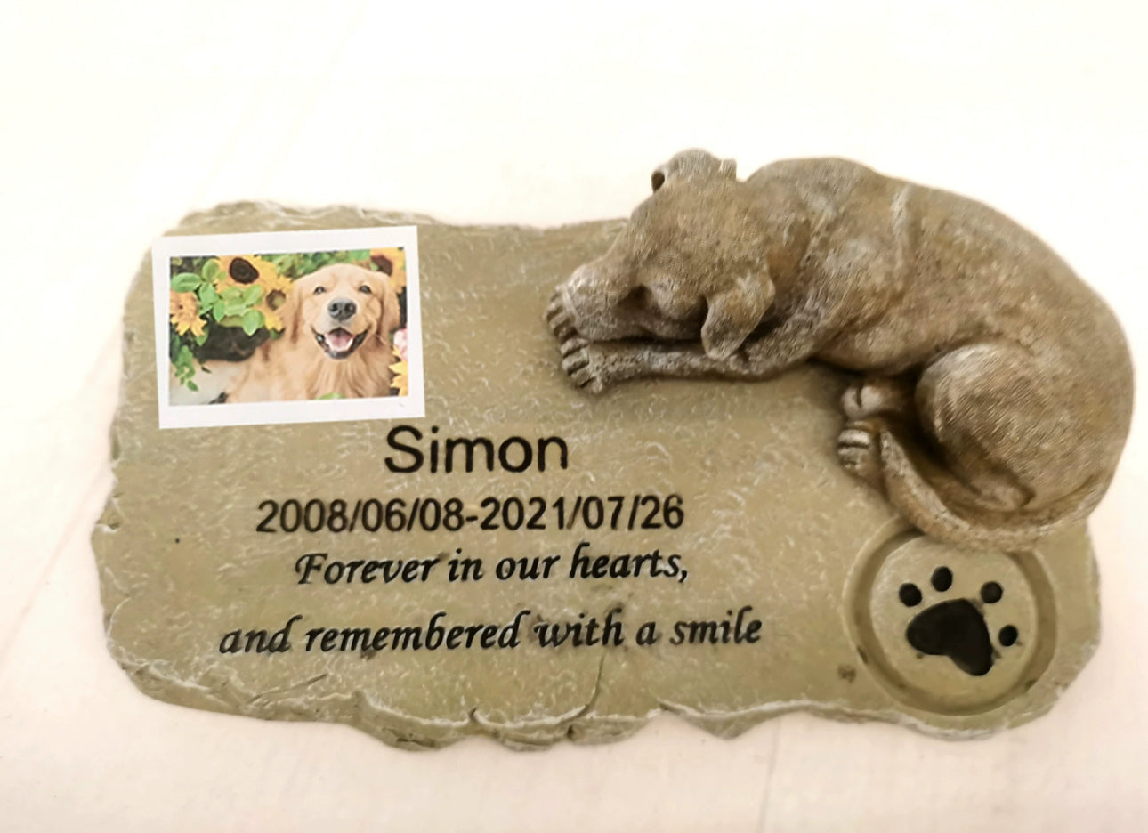 Personalized Pet Memorial Stone Sleeping Dog Design