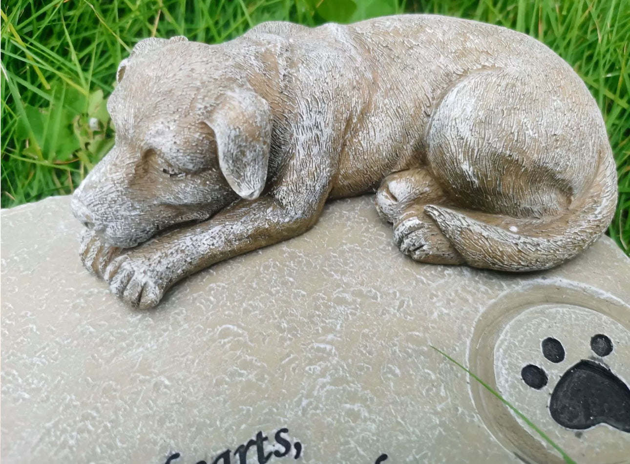 Personalized Pet Memorial Stone Sleeping Dog Design