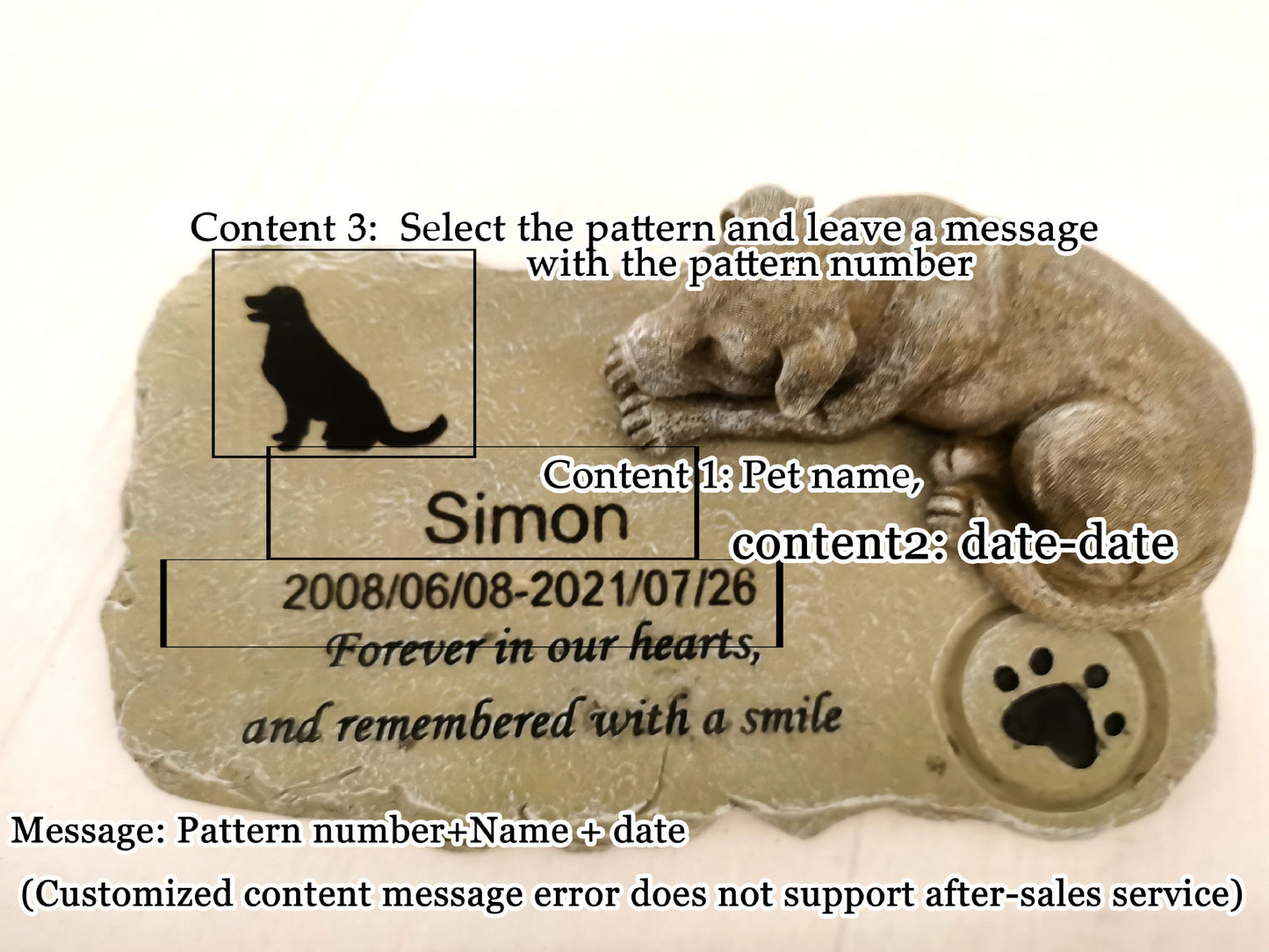 Personalized Pet Memorial Stone Sleeping Dog Design