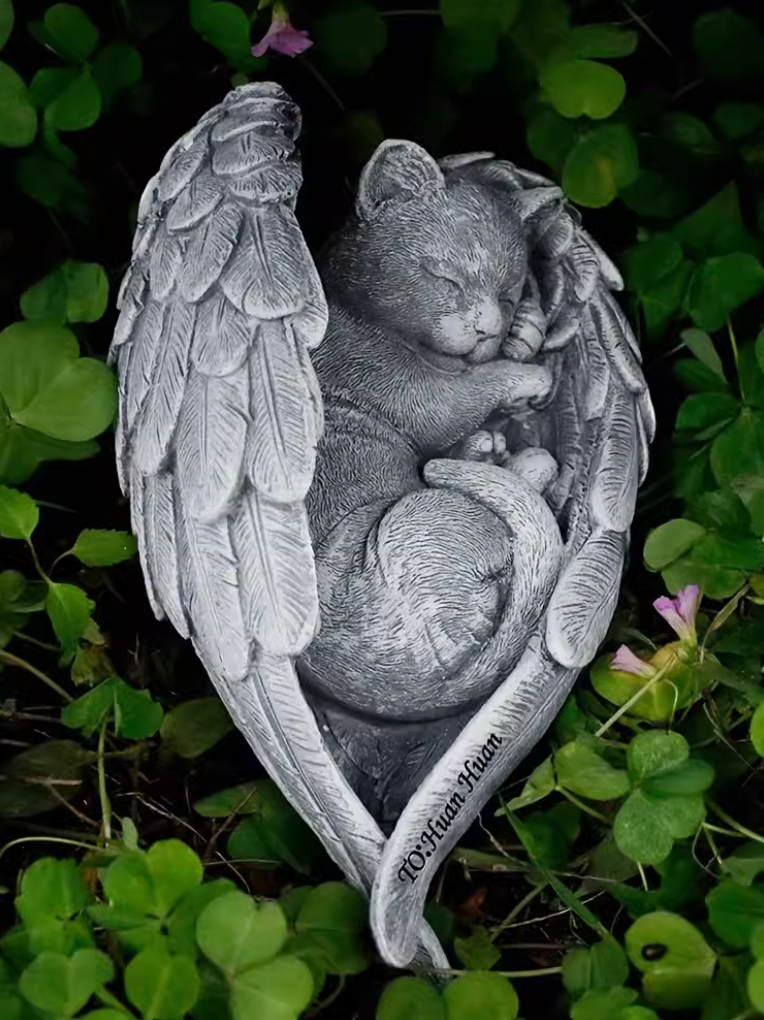 Angel Wing Cat Memorial Stone