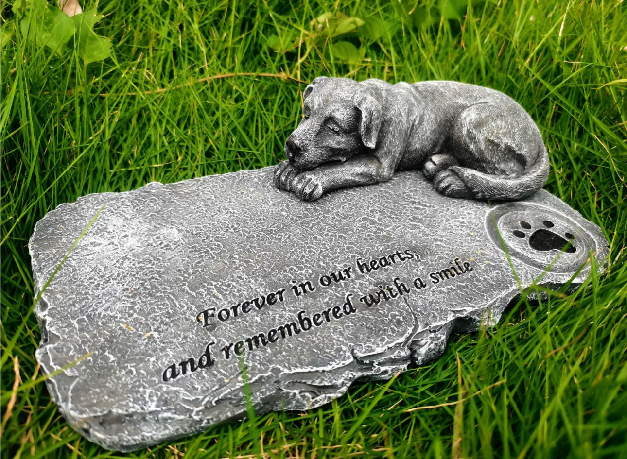 Personalized Pet Memorial Stone Sleeping Dog Design