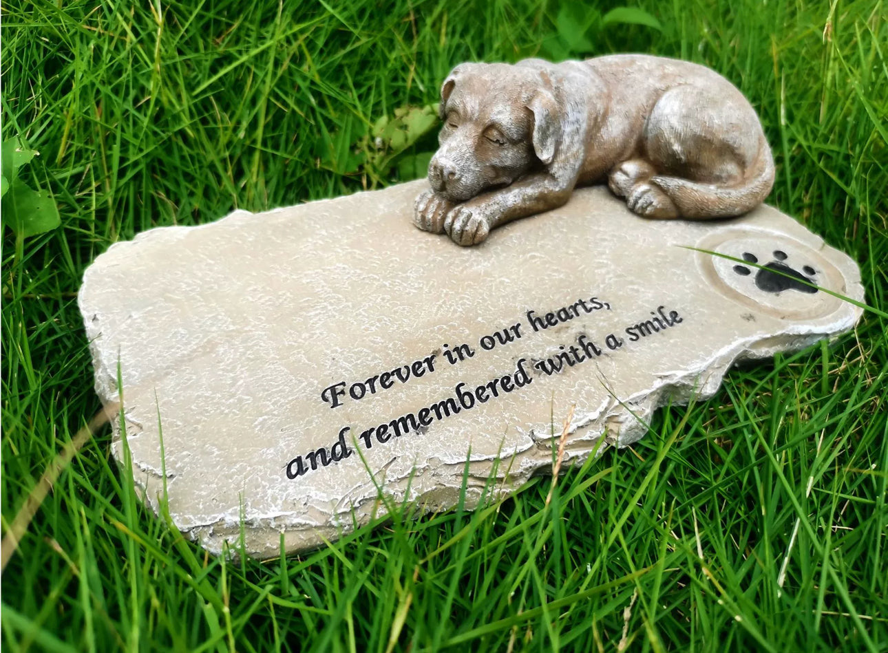 Personalized Pet Memorial Stone Sleeping Dog Design